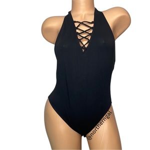 Victoria’s Secret Halter Lace-Up Bodysuit